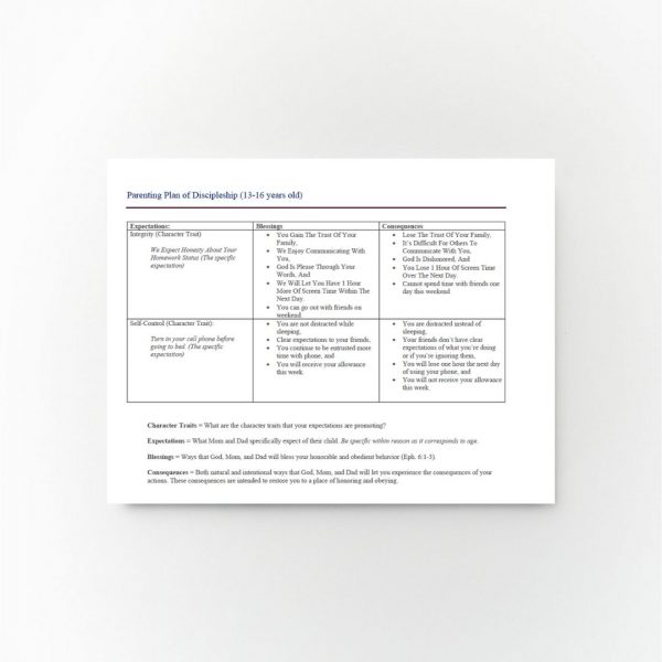 Parenting Plan of Discipleship (13-16 years old) - Image 2
